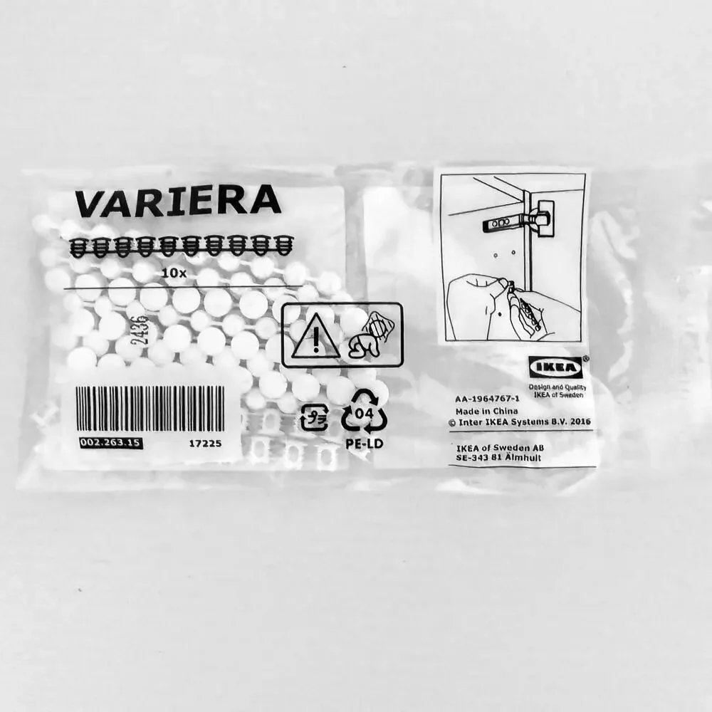 IKEA VARIERA White Cover Caps for Unused Drill Holes (100 Pack)